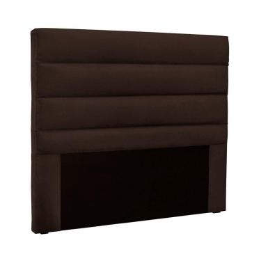 Imagem de Cabeceira Solteiro Vera Fixação no Box Estofada Suede Marrom Loja Sheep