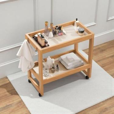 Imagem de Carrinho Multiuso Organizador Manicure Pérola e Preto para Uso Profiss