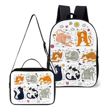 Imagem de Kit Mochila E Lancheira Termica Escolar Tema Gatinhos Gato - Use Nerd,
