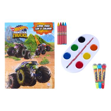 Imagem de Mega Kit Livro para Ler e Colorir Ciranda Cultural Hot Wheels