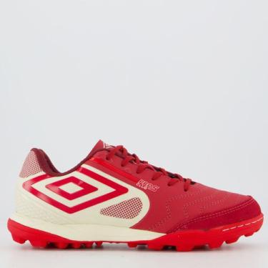 Imagem de Chuteira Umbro Pro 5 Bump Club Society Branca e Vermelha, 42