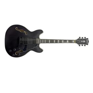 Imagem de Guitarra waldman semi acustica hollow body gho100 bkm black matte