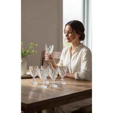 Imagem de Jogo 6 Taças Vidro Para Vinho/Água 325ml Elegante Diamond - Congratula