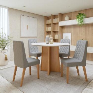 Imagem de Conjunto Sala de Jantar 4 Lugares Redondo Tampo MDF Mesa Celebrare com