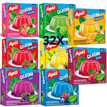 Imagem de Kit 32 Gelatinas Apti 20g Sortidas  Sabores Variados, Sobremesa
