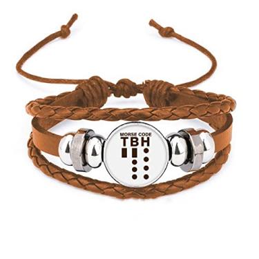 Imagem de un brand Pulseira de couro com linha de pontos honestamente expressos Morse Code