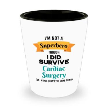 Imagem de Vidro de shot de sobrevivente de cirurgia cardíaca - Presentes de sobrevivência de cirurgia cardíaca - Copo de shot de cerâmica engraçado