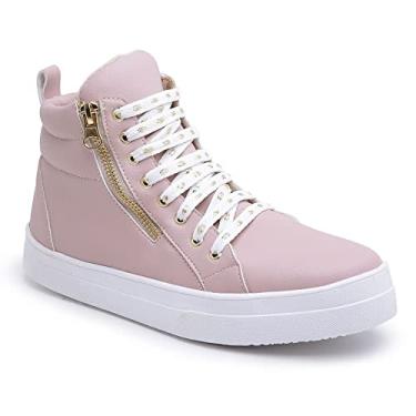 Imagem de Tenis Bota Plataforma para Academia Feminina Cano Longo e Ziper GUGI BW Cor:Rosa;Tamanho:39;Gênero:Feminino