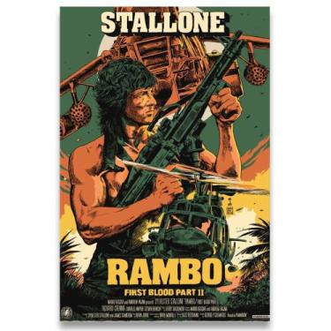 Imagem de Poster Decorativo 42cm X 30cm A3 Brilhante Rambo Stallone B1 - Bd Net