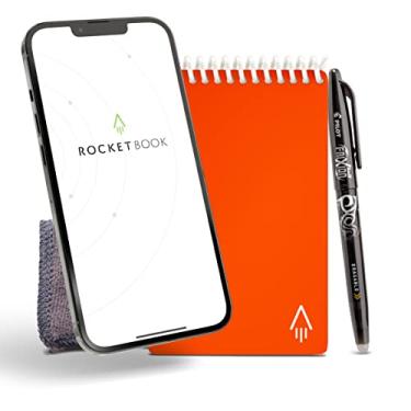 Imagem de Rocketbook Caderno inteligente e reutilizável – Caderno ecológico com 1 caneta Pilot Frixion e 1 pano de microfibra incluído – Capa laranja Beacon, tamanho mini (8,9 cm x 14 cm)