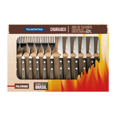 Imagem de Jogo de Talheres 12 Peças Tramontina Churrasco 21199909 Castanho