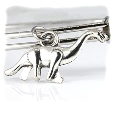 Imagem de Brontosaurus Joias de dinossauro Bronto Pulseira Dino Pulseira Presente Novidade para Mulheres Homens Meninos e Meninas, Aço inoxidável, Na
