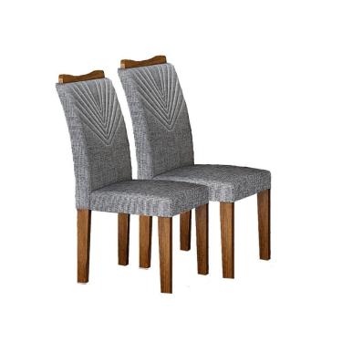 Imagem de Kit 02 Cadeiras Sala De Jantar Clara Mdf Freijó,linho Cinza