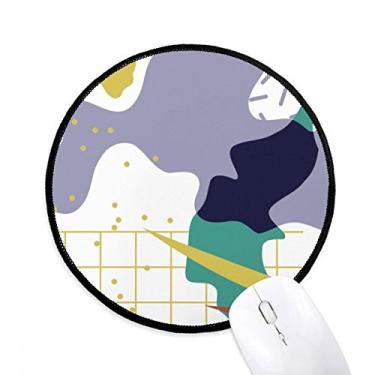 Imagem de DIYthinker Tapete de mouse com padrão de arte de plantas abstratas de treliça para escritório tapete redondo para computador