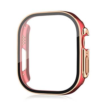 Imagem de CZKE para Apple Watch Ultra 49mm smartwatch protetor de tela PC vidro+capa pára-choques acessórios temperados iwatch série ultra 49 mm (cor: 10mm fecho de ouro, tamanho: ultra 49mm)