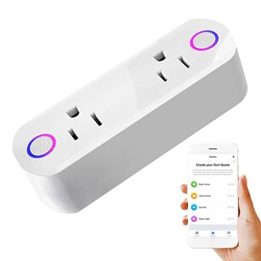 Imagem de burko 2 em 1 Smart Plug Socket Wireless Dual Power Socket com APP e Controle de Voz Timing Switch Proteção de Sobrecarga Compatível com Home IFTTT 15A 110V