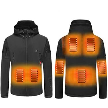 Imagem de scosao Jaqueta aquecida casaco de aquecimento elétrico inverno quente com capuz jaquetas de aquecimento à prova d'água respirável para mulheres e homens, preto, G