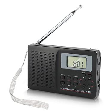 Imagem de Vbestlife Rádio portátil CS-106, mini receptor de rádio de banda inteira FM/AM/SW/MW/LW/TV rádio de transmissão mundial com fone de ouvido de 3,5 mm para saber notícias, entretenimento