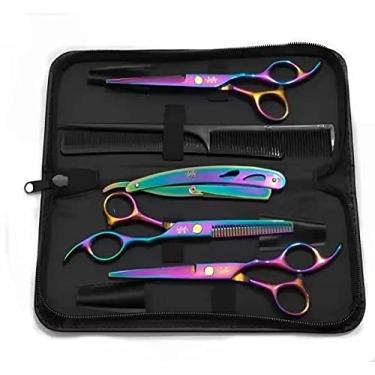 Imagem de Kit 3 Tesouras Obopekal Profissionais + Estojo P/Barbeiro + Navalhete + s (Furta Cor)