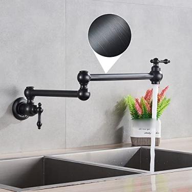 Imagem de Torneira de parede preta cromada única torneira de água fria 360 bico giratório torneira de lavagem dobrável pescoço torneira da cozinha do banheiro, A5