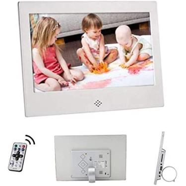Imagem de Porta-retratos Digital, Porta-retratos Digital HD De 10 Polegadas Tela LED Widescreen 16:9 Com Slots Para Cartão SD USB E Imagem Digital Com Controle Remoto,Prata,YUYANAIAI