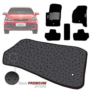 Imagem de Jogo de Tapete Carpete Tevic Pinado Chery Celer 2013 14 15 16 17 18 19 Impermeável Lavável Logo Bordado 5 Peças