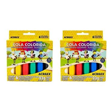 Imagem de Cola Colorida 6 Cores - Acrilex Kit Com 2 Caixas