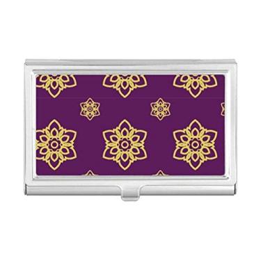 Imagem de Porta-cartões de visita com padrão decorativo roxo dourado da Tailândia