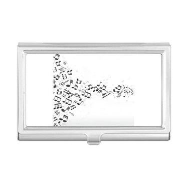 Imagem de Carteira de bolso branca com notas musicais torcidas pretas para cartões de visita