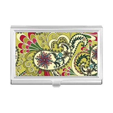 Imagem de Porta-cartões de visita com estampa abstrata e penas de flor de pavão