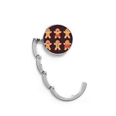 Imagem de Gancho de mesa de Natal masculino de biscoito de gengibre, gancho de mesa com fecho decorativo dobrável
