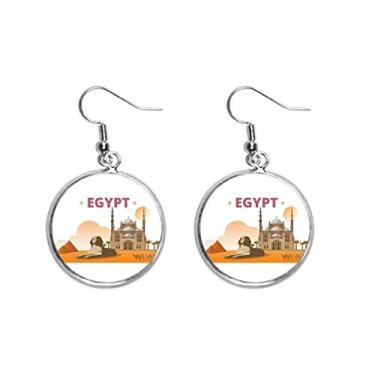 Imagem de Brinco feminino de prata com pingente de orelha do Egito e pirâmide da cidade