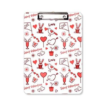 Imagem de Red Saint Valentine Love Kite Rabbits Prancheta Pasta Bloco de Escrita Placa de Apoio A4