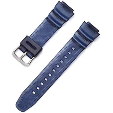 Imagem de JWCN Pulseira de relógio de substituição de poliuretano para pulseira de relógio compatível com Casio AE-1000w AQ-S810W SGW-300H MRW-200H AEQ-110W W-S200H pulseira de reposição azul