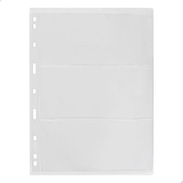 Imagem de Kit 10 Folhas para Cédulas 28x21 Acetato 3 Espaços