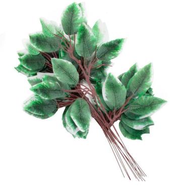 Imagem de 12 Ramos Decoração Arranjo Ficus Artificial Planta Decorativa Plástico 4 Galhos Cada 44cm