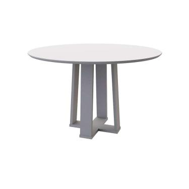Imagem de mesa de jantar redonda com tampo de vidro isabela off white 120 cm