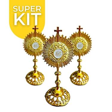 Imagem de Kit 6 Ostensório Santissimo Sacramento Miniatura Dourado 7cm Lembrança Lembrancinha Revenda