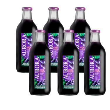 Imagem de Suco de Uva Integral 100% Suco Garrafa 1L Kit c/6 Vinícola Aurora