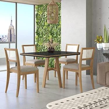Imagem de Conjunto Sala de Jantar Mesa 120x90cm Vidro com 4 Cadeiras Ágata Ônix Tradição Móveis