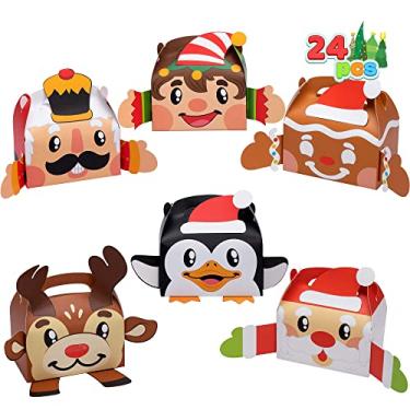 Imagem de JOYIN 24 peças de caixas de presente de Natal caixas de petiscos de papelão 3D sacos de doces para lembrancinhas de festa de Natal