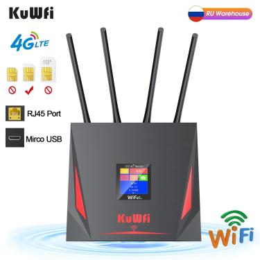 Imagem de KuWfi roteador lte 4G 150Mbps roteador wifi modem router 4g chip modem wifi 4g cartao sim with RJ45
