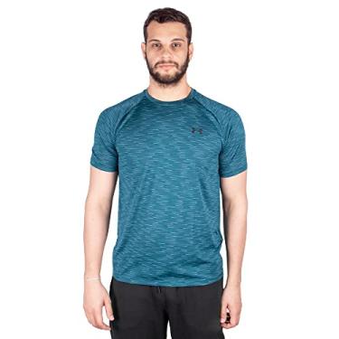 Imagem de Under Armour Camiseta masculina Tech 2.0 5c manga curta, Turmalina azul-petróleo (716)/preto, M