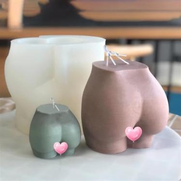 Imagem de Molde de vela de silicone com bunda grande, molde artístico de resina epóxi para corpo humano, acessórios de decoração para casa (Color : B)