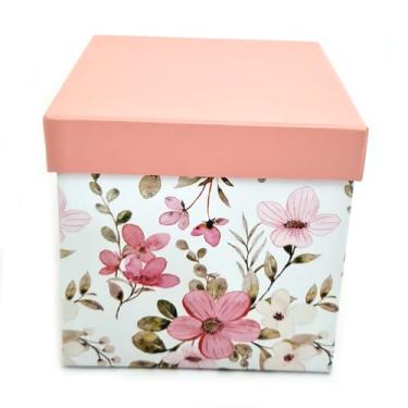 Imagem de Caixa De Presente 12x12x12 Cartonada Estampada Floral Fidji Craftimbui Aniversario 15 Anos Convite Padrinhos Dia das Mães Namorados