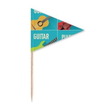Imagem de Violino Violino Piano Combinação Padrão Palito Triângulo Cupcake Toppers Bandeira