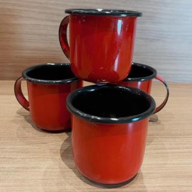 Imagem de Jogo 4 Canecas Esmaltada Agata Nº 6 160ml Cores Produto Nacional (VERMELHO)