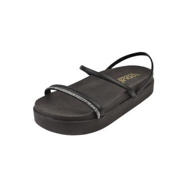 Imagem de Sandália Birken Strass Brilho Toque Feminino (37, Preto)