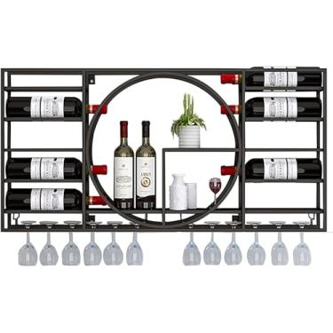 Imagem de Rack de vinho de parede, rack de vento industrial de ferro forjado, rack de decoração de armário de vinho para restaurante doméstico, b, 100x11x52cm