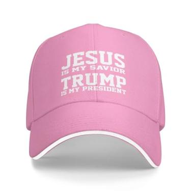 Imagem de 2024 Original Jesus is Savior Trump is My President Boné de caminhoneiro boné de beisebol clássico vintage rosa, rosa, G